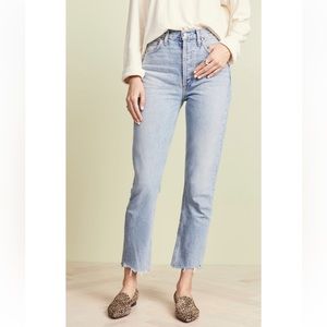 AGOLDE Riley High Rise Straight Crop In Zephyr